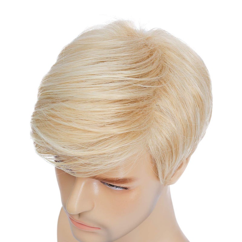 Kaneles Mens Blonde Wig Short Wig Natural Hair Replacement Synthetic Costume Halloween Hair Wigs (Light Blonde) - Image 5